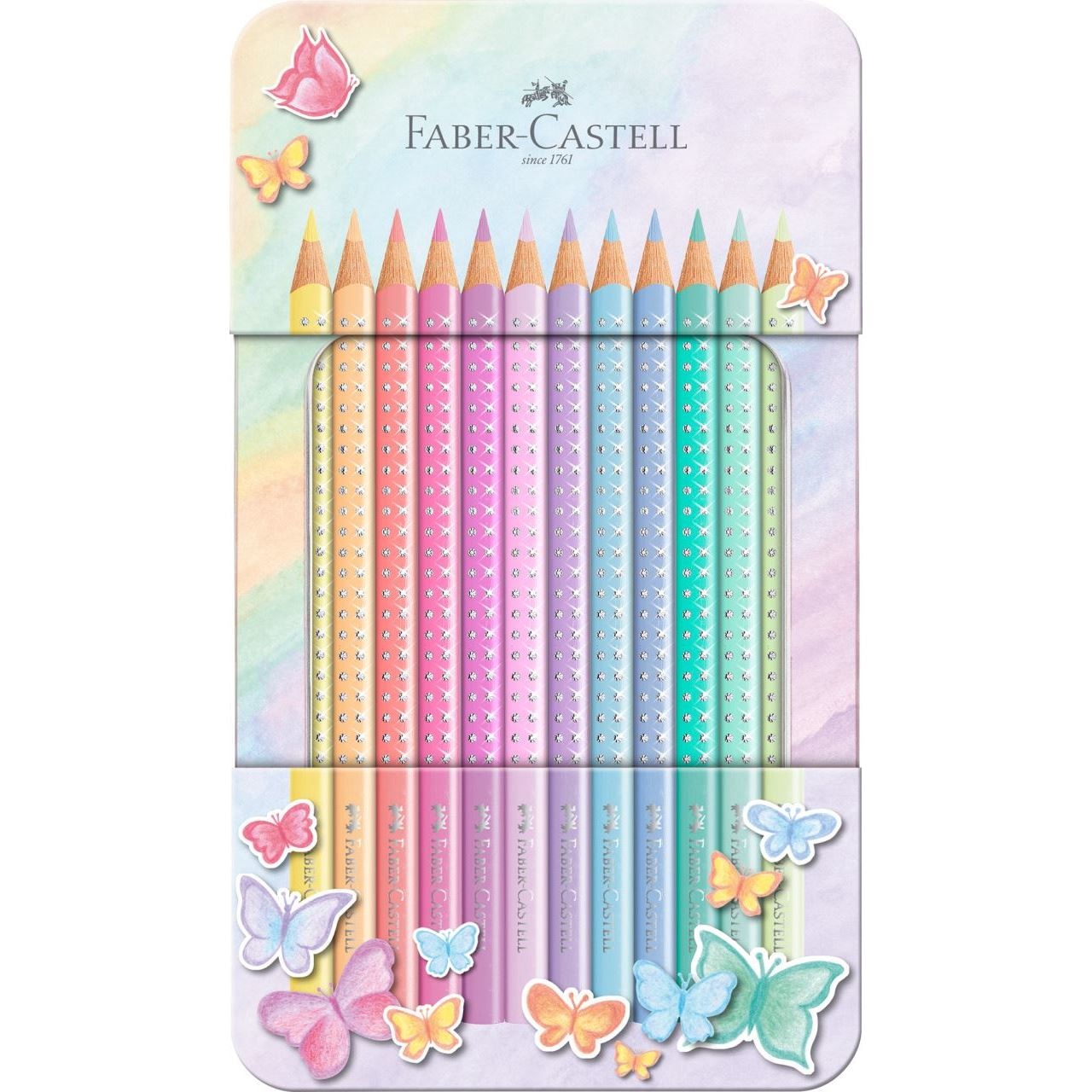 Faber-Castell 201910 Matite Colorate Sparkle Pastel - 12 Pezzi, Colori Assortiti, Ergonomiche e Resistenti
