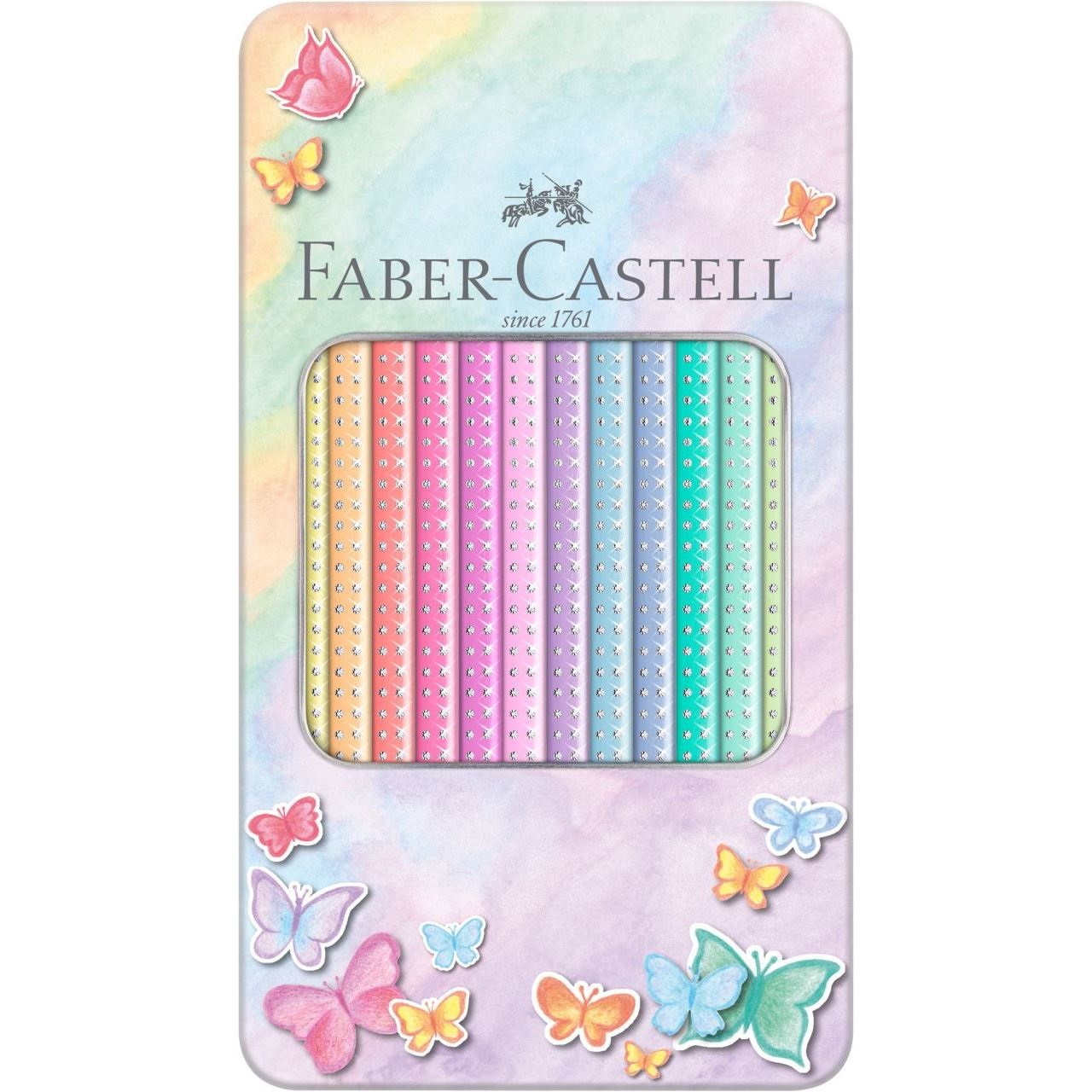 Faber-Castell 201910 Matite Colorate Sparkle Pastel - 12 Pezzi, Colori Assortiti, Ergonomiche e Resistenti