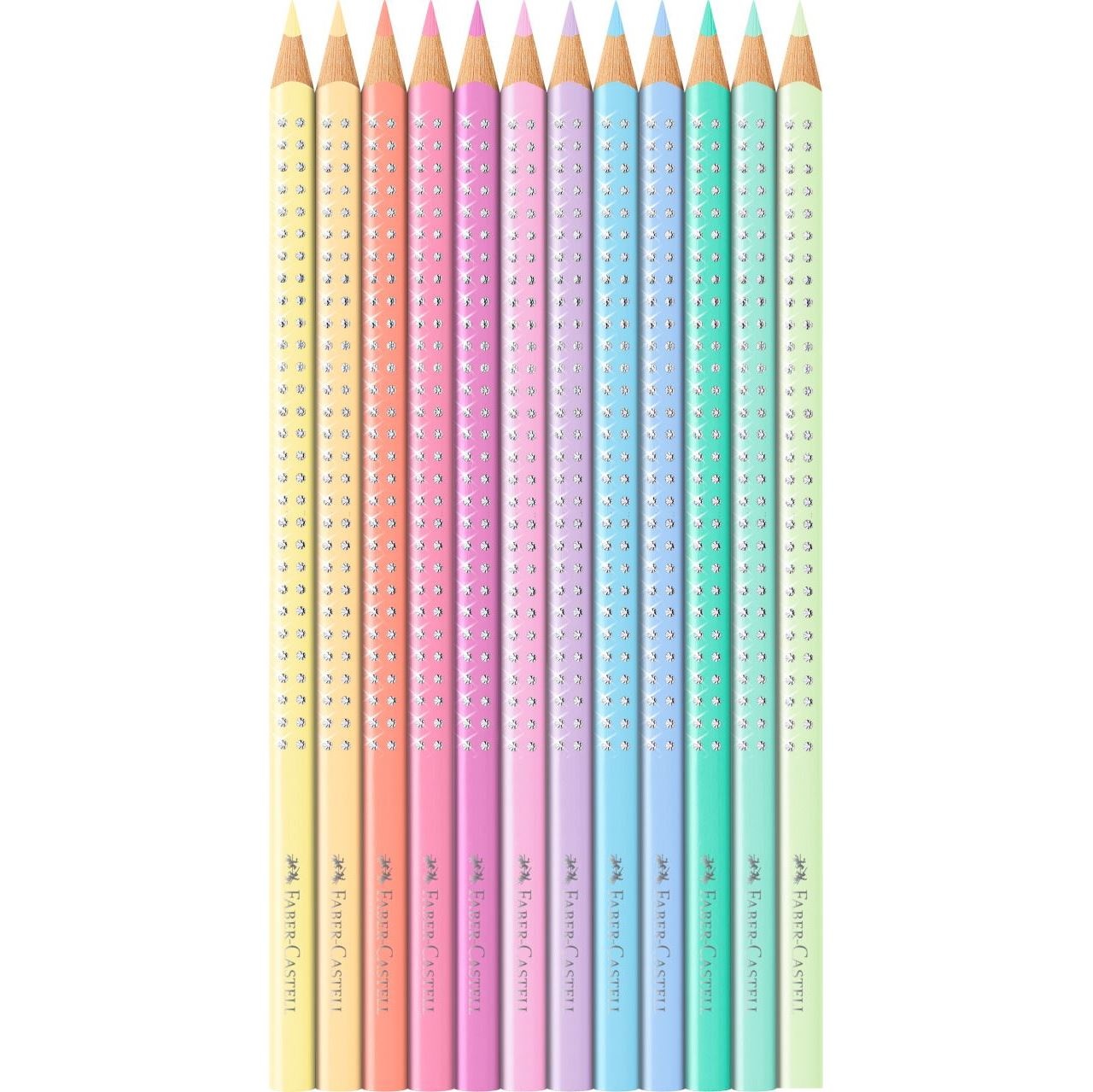 Faber-Castell 201910 Matite Colorate Sparkle Pastel - 12 Pezzi, Colori Assortiti, Ergonomiche e Resistenti