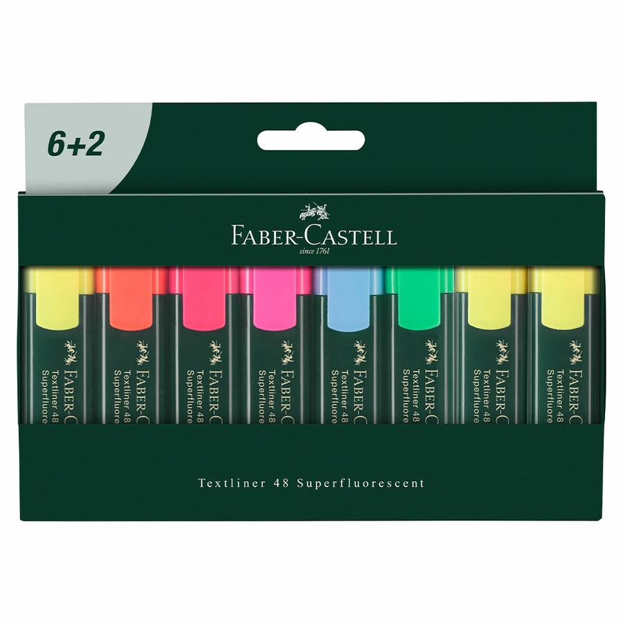 Faber-Castell Textliner 48 Evidenziatore Punta a Scalpello Tratto 1-3-5 mm Astuccio 8 Colori Assortiti