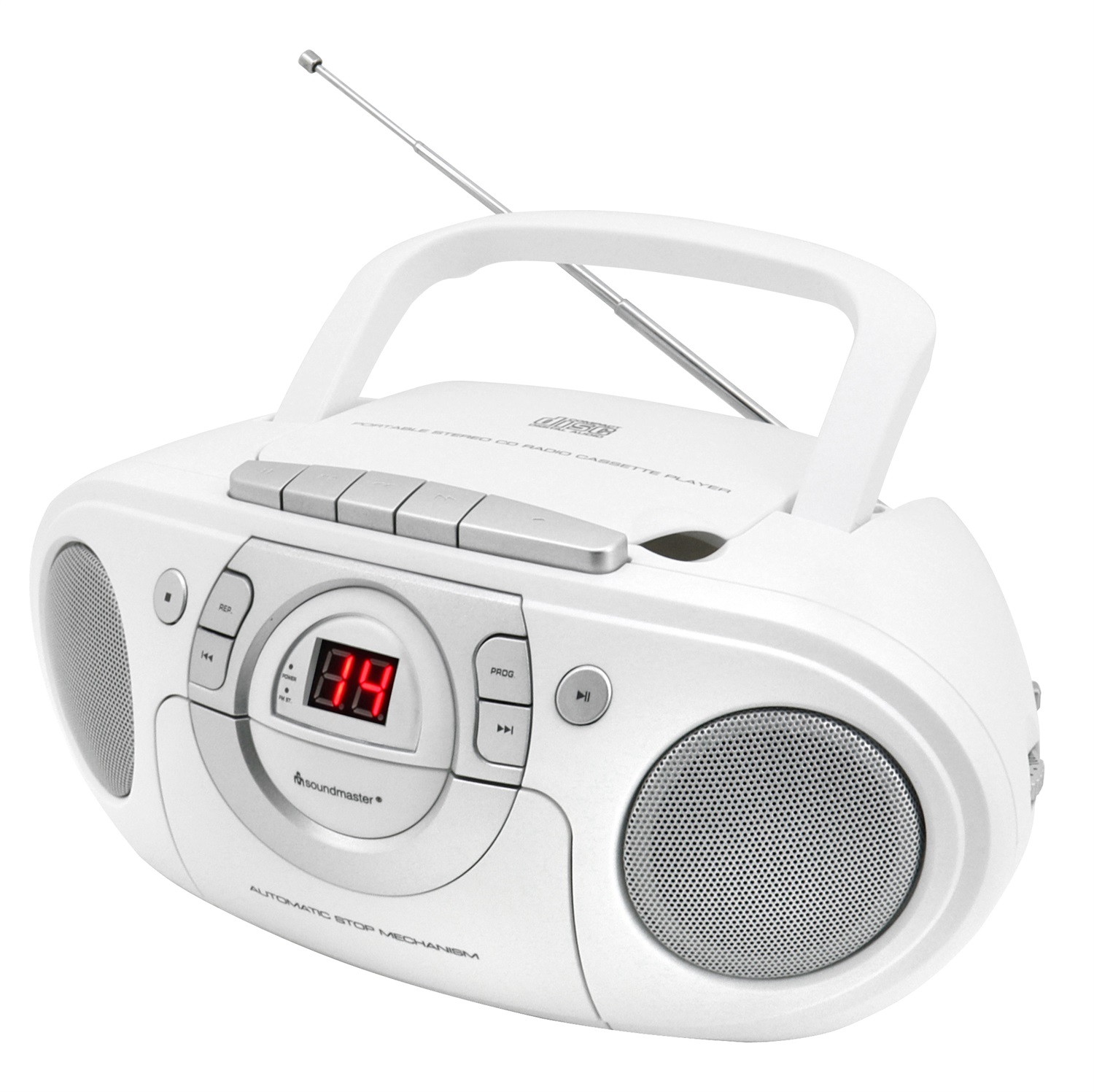 Soundmaster SCD5100WE - Lettore di cassette e CD con radio FM, colore bianco