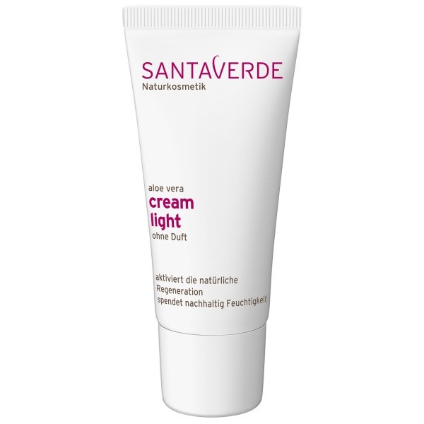 Santaverde Crema Light Senza Profumo per Viso, Collo e Décolleté - 30 ml con Aloe Vera e Acido Ialuronico