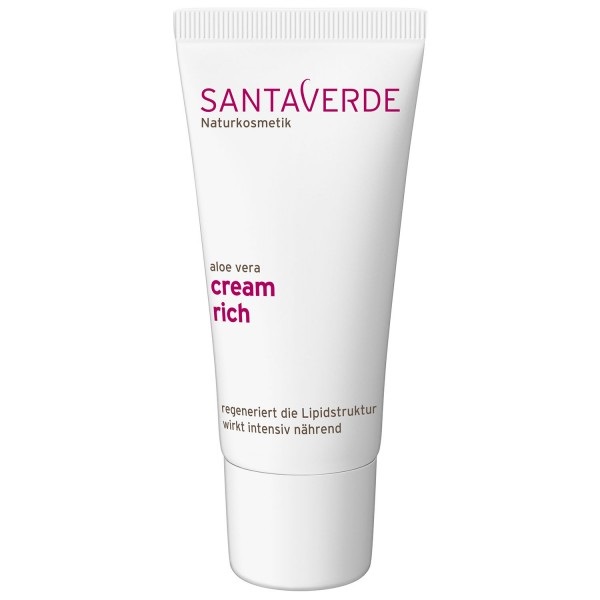 Santaverde Cream Rich - Crema Nutriente e Rigenerante per il Viso con Aloe Vera e Vitamina E, 30 ml