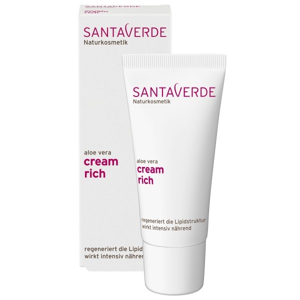Santaverde Cream Rich - Crema Nutriente e Rigenerante per il Viso con Aloe Vera e Vitamina E, 30 ml