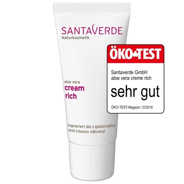 Santaverde Cream Rich - Crema Nutriente e Rigenerante per il Viso con Aloe Vera e Vitamina E, 30 ml