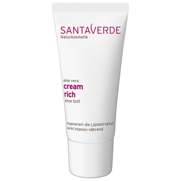 Santaverde Crema Viso Ricca senza Profumo - Aloe Vera, Burro di Karité e Olio di Argan, 30 ml