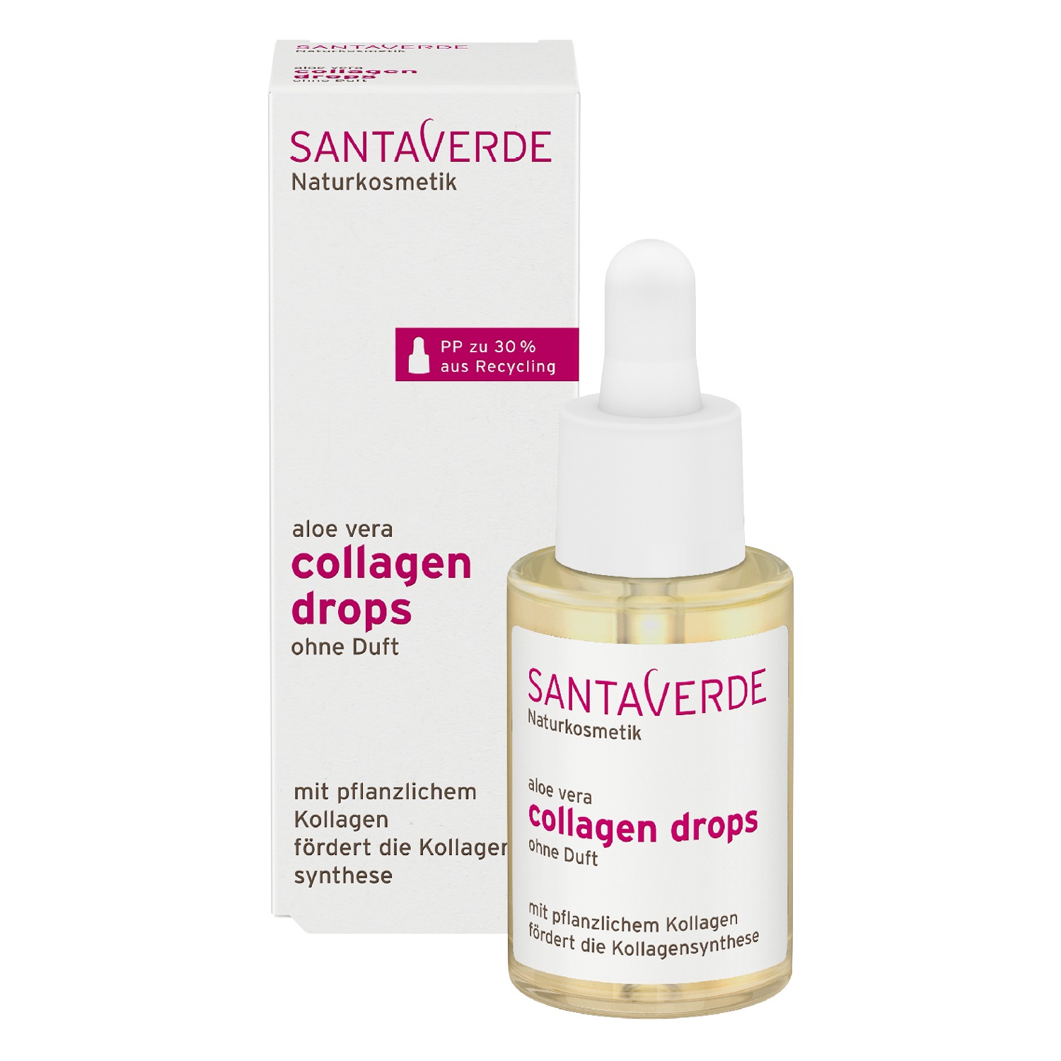 Santaverde Collagen Drops Siero Viso 30 ml - Rassodante, Idratante, Vegan e Senza Profumo