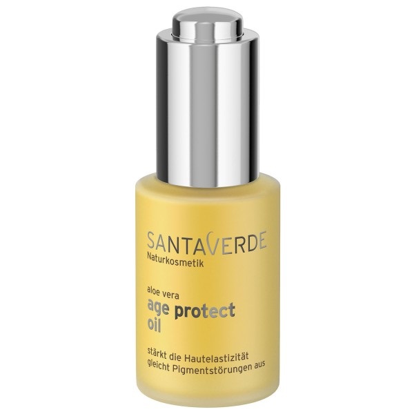 Santaverde Aloe Vera Age Protect Olio per il Viso - 30 ml, Nutriente e Anti-Età con Oli di Argan, Enotera, Cardo e Albicocca