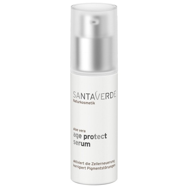 SANTAVERDE Age Protect Serum - Siero Viso Idratante con Aloe Vera, Olio di Semi di Lampone e Acido Ialuronico