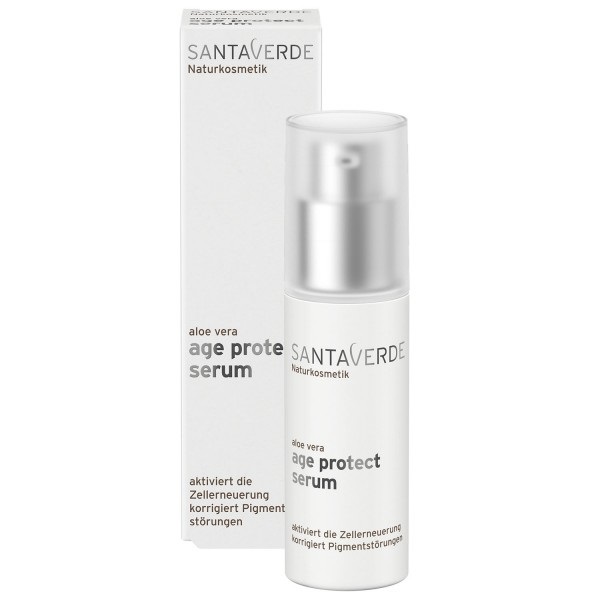 SANTAVERDE Age Protect Serum - Siero Viso Idratante con Aloe Vera, Olio di Semi di Lampone e Acido Ialuronico