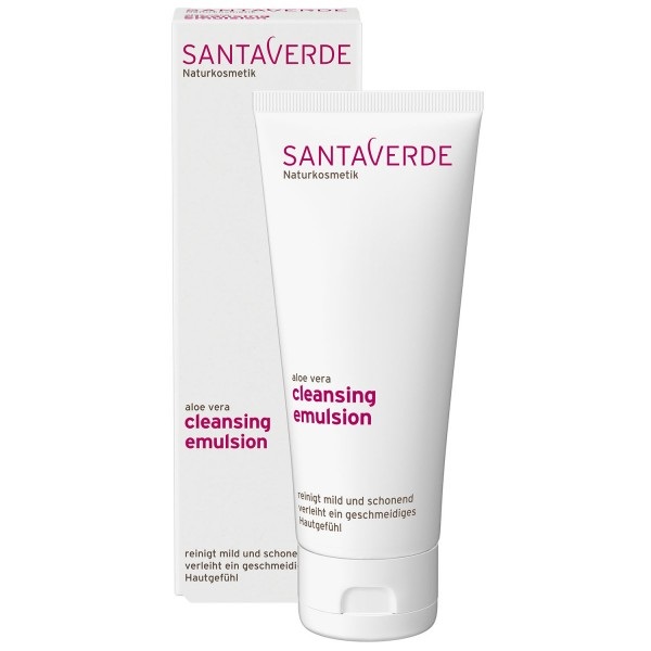 Santaverde Emulsione Detergente all'Aloe Vera per Viso - 100 ml, Pulizia Ultra Delicata per Pelli Secche e Sensibili