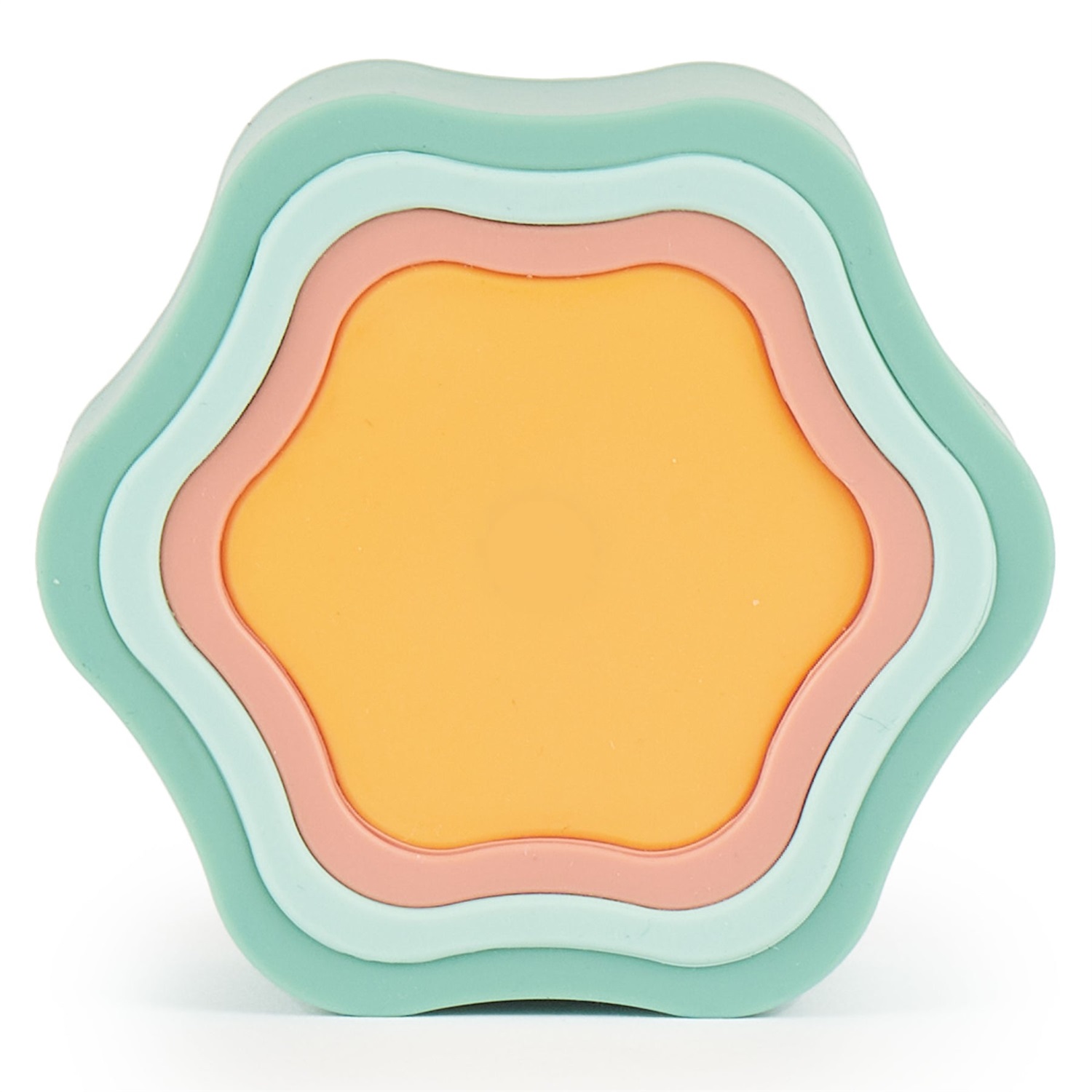 Bieco Tazza Impilabile in Silicone Tropical Vibes - Set di 4 Pezzi per Bambini da 12 Mesi, Sviluppo della Coordinazione e Motricità Fine