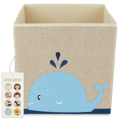 Bieco Scatola Portaoggetti Balena 32 cm - Contenitore Pieghevole per Giocattoli Bambini