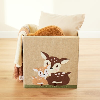 BIECO Baule Portagiochi Bambini - Contenitore Pieghevole con Motivo Cervi, Capacità 33L, Compatibile IKEA Kallax