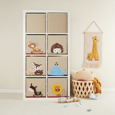 BIECO Baule Portagiochi Bambini - Contenitore Pieghevole con Motivo Cervi, Capacità 33L, Compatibile IKEA Kallax