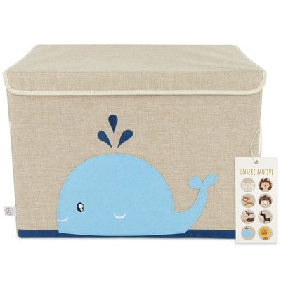 BIECO Baule Portagiochi Bambini Animali della Foresta - Scatola Porta Giochi Facile da Riporre con Coperchio Pieghevole