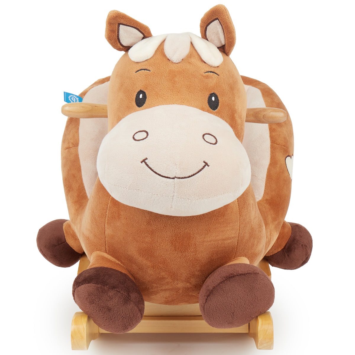 BIECO Cavalluccio a Dondolo Calimero 60cm in Morbido Peluche con Cintura di Sicurezza per Bambini dai 9 Mesi