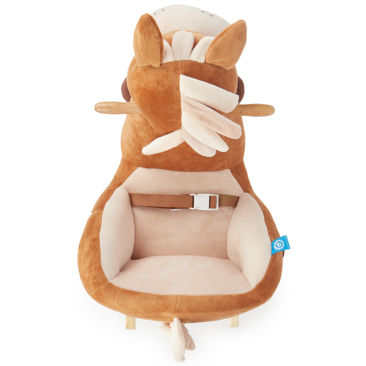 BIECO Cavalluccio a Dondolo Calimero 60cm in Morbido Peluche con Cintura di Sicurezza per Bambini dai 9 Mesi