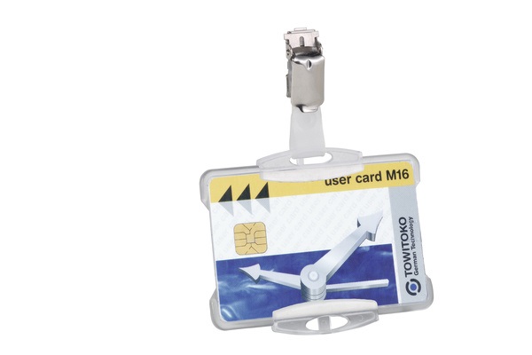 Durable Portabadge Rigido 85x54 mm con Clip di Sicurezza Orientabile - Conf. 25 Pezzi