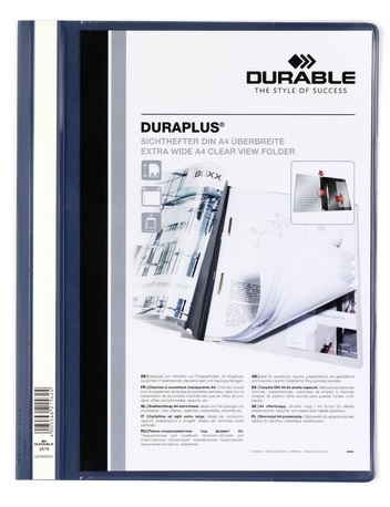 Durable DURAPLUS® Cartellina ad Aghi A4 Blu con Copertina Trasparente Personalizzabile e Tasca Interna Verticale
