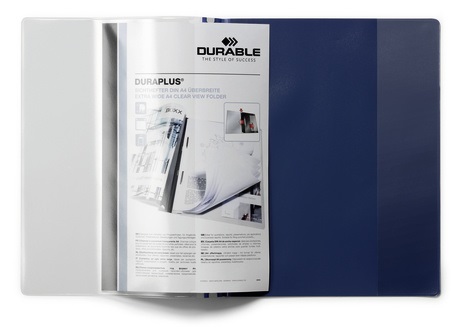 Durable DURAPLUS® Cartellina ad Aghi A4 Blu con Copertina Trasparente Personalizzabile e Tasca Interna Verticale