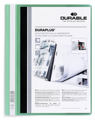 Durable DURAPLUS® Cartellina ad Aghi A4 Gialla con Copertina Trasparente Personalizzabile e Tasca Interna