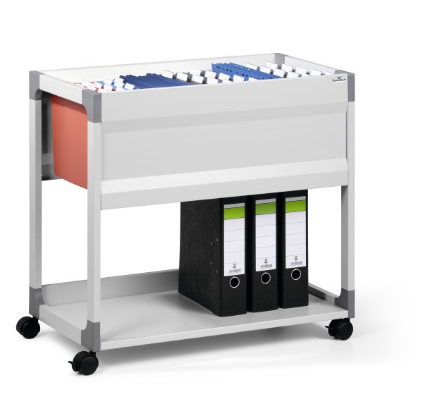 Durable 378410 Carrello per Documenti in Acciaio Antigraffio, Grigio, per Archiviazione di Fino a 90 Cartelle Sospese