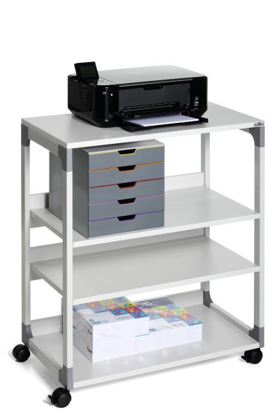 Durable System 88 Mobile/Carrello Multifunzione Grigio - 4 Ripiani, 75 x 43,2 x 87,9 cm, con Ruote Pivotanti