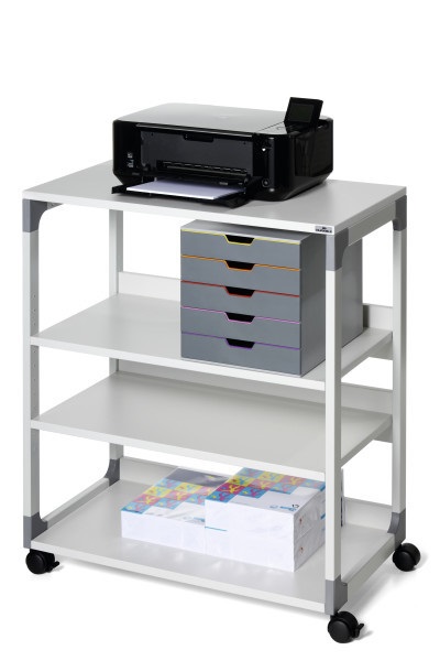 Durable System 88 Mobile/Carrello Multifunzione Grigio - 4 Ripiani, 75 x 43,2 x 87,9 cm, con Ruote Pivotanti