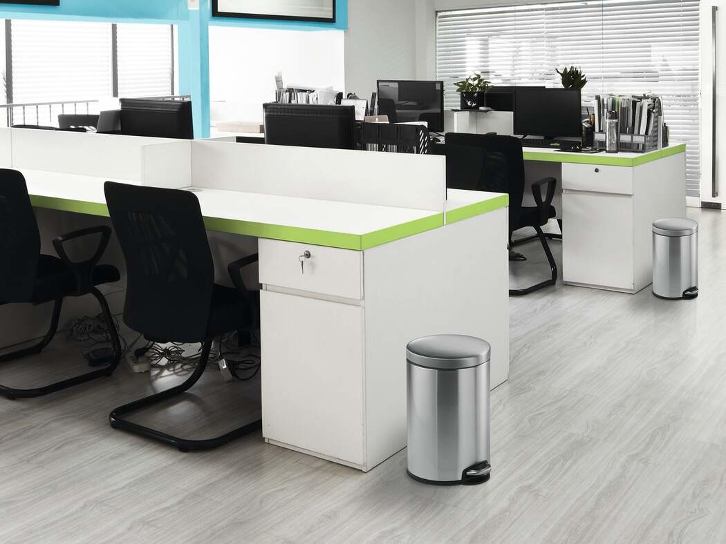 Durable 340123 Cestino Cilindrico a Pedale 12 Litri in Acciaio Inossidabile - Diametro 250 mm, Dimensioni 310x400 mm (PxH), Argento Metallizzato