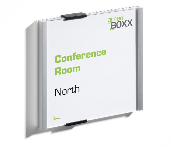 Durable INFO SIGN Targa per Porta 149 x 148,5 mm in Alluminio e Acrilico Trasparente, Argento Metallizzato