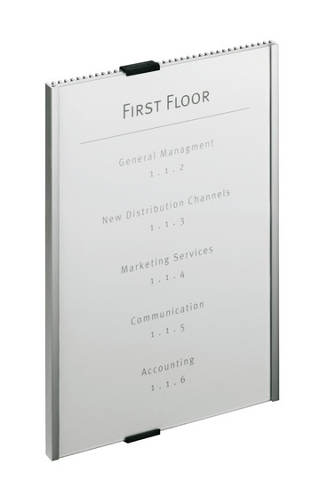 Durable Targa INFO SIGN in Alluminio e Acrilico Trasparente/Argento Metallizzato 210x297 mm