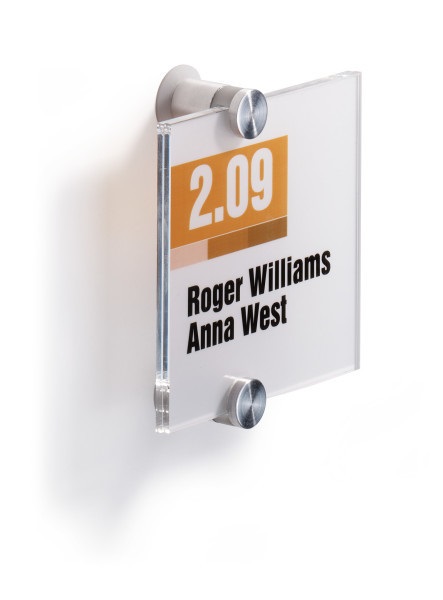 Durable Targa CRYSTAL SIGN in acrilico trasparente 105x105 mm - Supporto elegante per porte e pareti