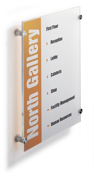 Durable Targa CRYSTAL SIGN A3 in Acrilico Trasparente 297x420 mm con Fissaggio Incluso