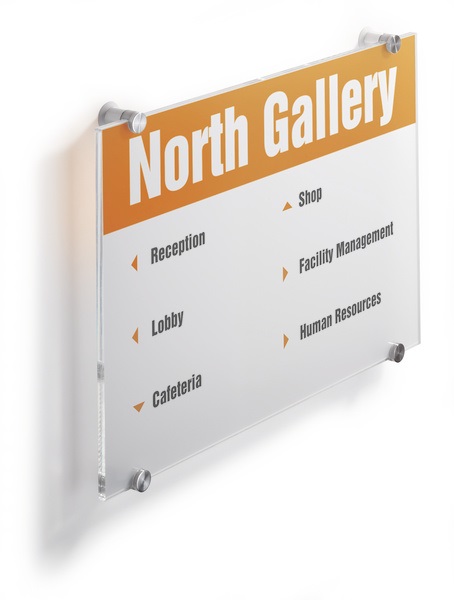 Durable Targa CRYSTAL SIGN A3 in Acrilico Trasparente 297x420 mm con Fissaggio Incluso