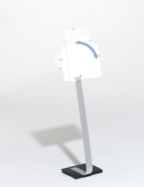 DURABLE Espositore da Pavimento CRYSTAL SIGN A3 in Alluminio con Pannello in Acrilico Trasparente Antiriflesso, Orientabile Verticale e Orizzontale, Argento Metallizzato