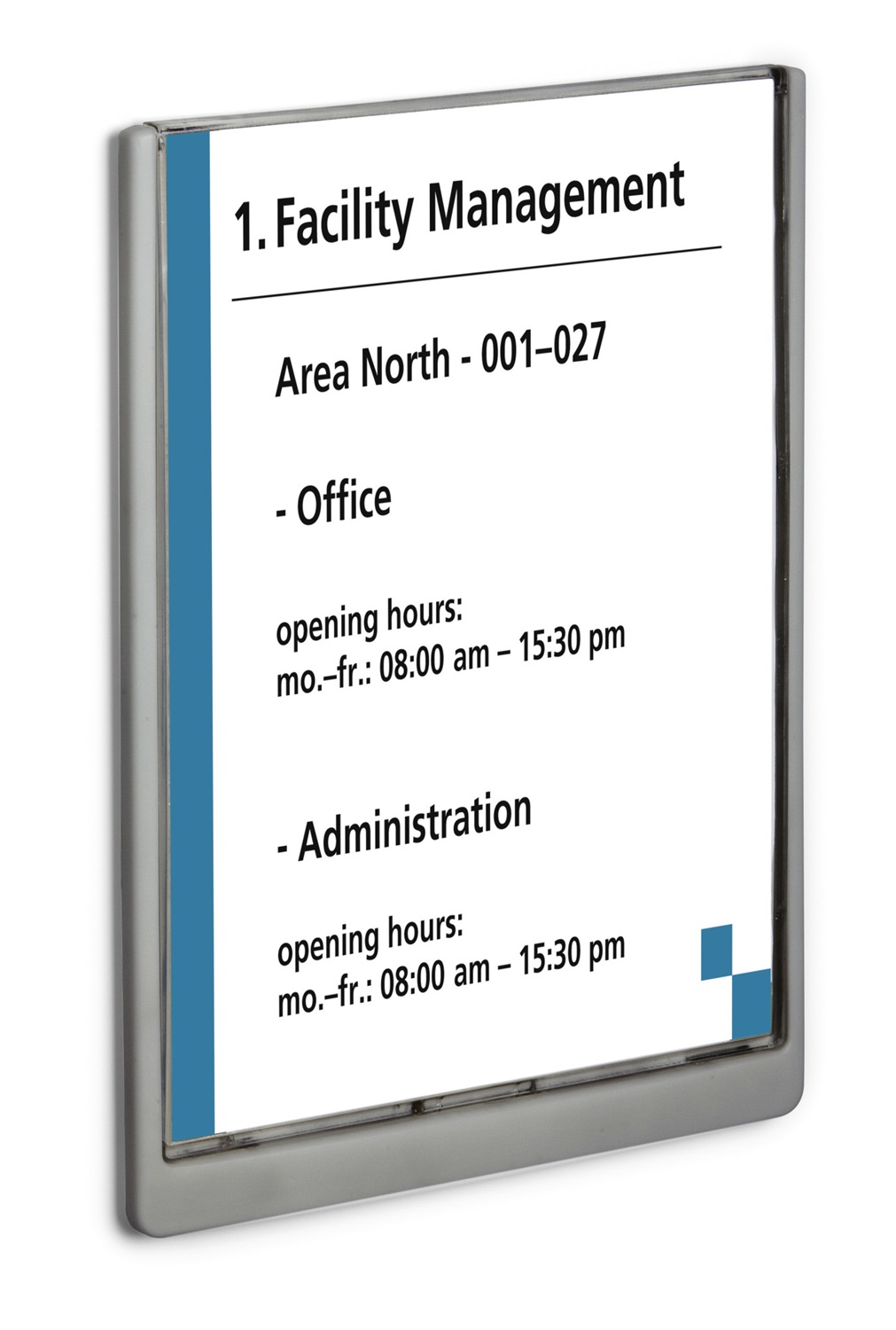 Durable Click Sign 486737 - Targa Fuori Porta in ABS, 210x297 mm (A4), Colore Trasparente/Grafite, Sportellino Apribile, Installazione con Viti o Biadesivo