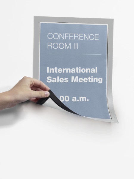 Durable DURAFRAME® MAGNETIC A4 Cornice Espositiva Magnetica in PVC Rigido Argento, Confezione da 5 Pezzi