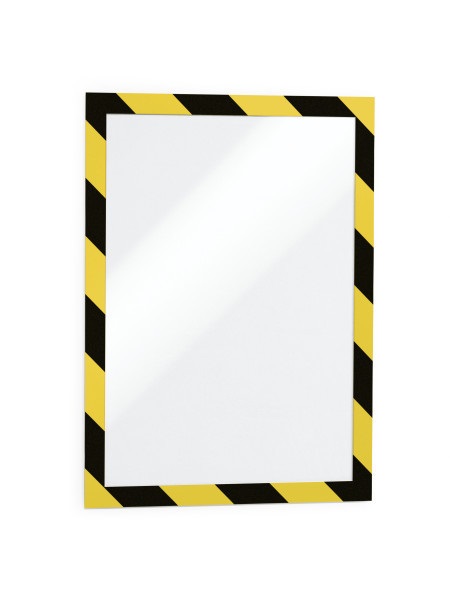 Durable Duraframe Security A4 Cornice Espositiva Adesiva Magnetica Giallo/Nero - Confezione da 2 Pezzi