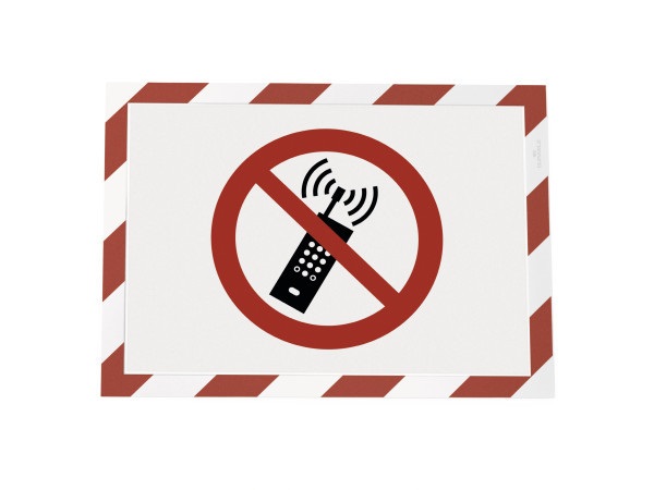 Durable DURAFRAME SECURITY Cornice Espositiva Adesiva A4 Rosso/Bianco - Confezione da 2 Pezzi, Cornice Magnetica per Segnaletica di Sicurezza