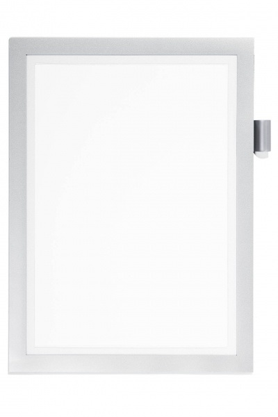 Durable Duraframe Note Cornice Adesiva A4 Argento Metallizzato con Pannello Magnetico e Porta Penne