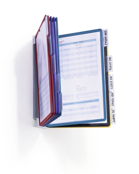 Durable Leggio da parete VARIO® WALL 10 - 10 pannelli A4 in acciaio/polipropilene, colori assortiti