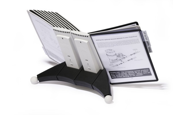 Durable SHERPA Table 20 - Leggio da Tavolo A4 con 20 Pannelli, Cavalierini Rimovibili, Estendibile, Colore Grigio e Nero