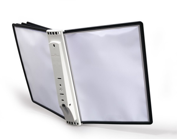 Durable Sherpa Wall 5 - Leggio da Parete con 5 Pannelli A4 in ABS Nero, Superficie Antiriflesso e Cavalierini Rimovibili