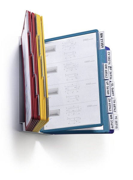 Durable VARIO WALL 20 Leggio da Parete A4 con 20 Pannelli Rimovibili in Acciaio/Polipropilene, Colori Assortiti