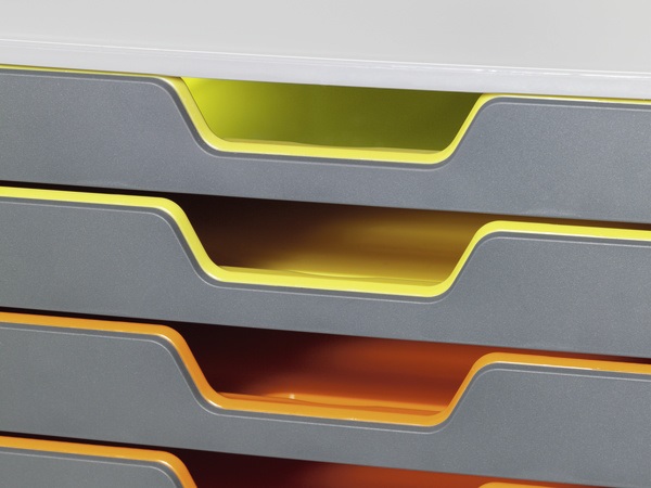 Durable Cassettiera VARICOLOR® con 10 Cassetti Colorati - 28 x 35,6 x 29,2 cm - Design Moderno e Funzionale