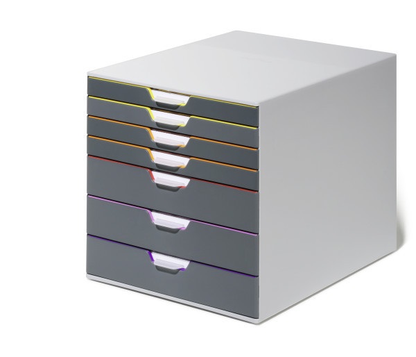 Durable Cassettiera Varicolor® - 7 Cassetti Colorati - 28 x 35,6 x 29,2 cm - Design Moderno in ABS