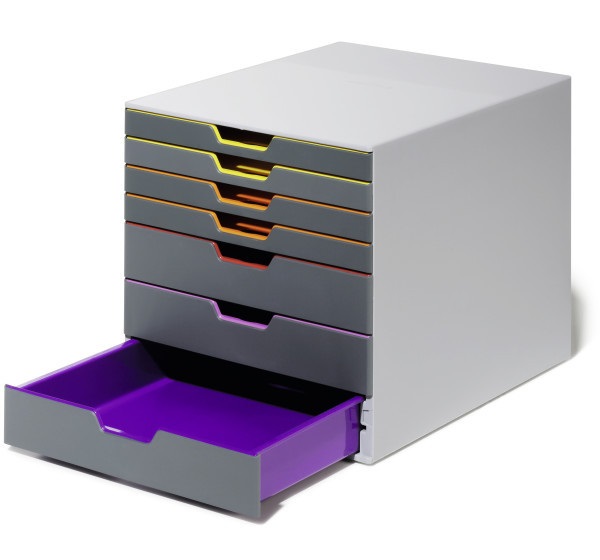 Durable Cassettiera Varicolor® - 7 Cassetti Colorati - 28 x 35,6 x 29,2 cm - Design Moderno in ABS