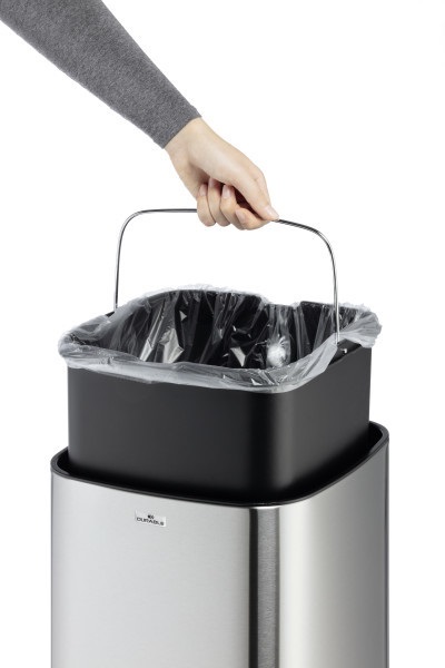 Durable Cestino NO TOUCH 35L con Sensore - Argento Metallizzato, Acciaio Inossidabile, 30,5 x 30,5 x 69 cm