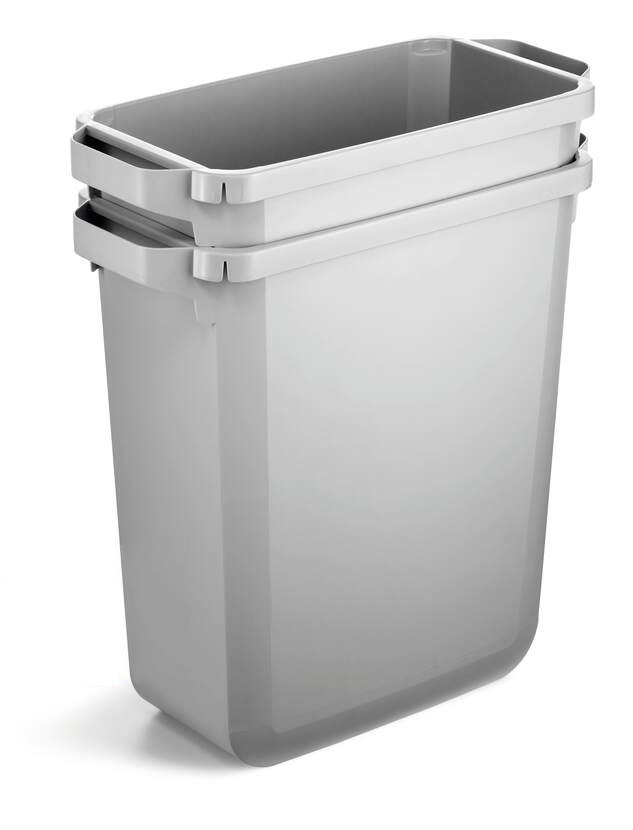 Durable Bidone Durabin Eco 60 Litri Rettangolare in Plastica Riciclata Grigio con Maniglie e Certificazione Blue Angel